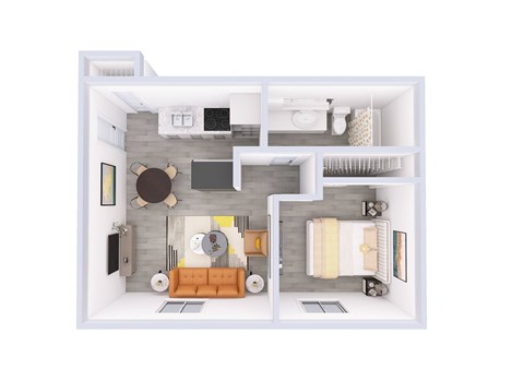Floor plan for 1 bed, 1 bath, 560 sqft